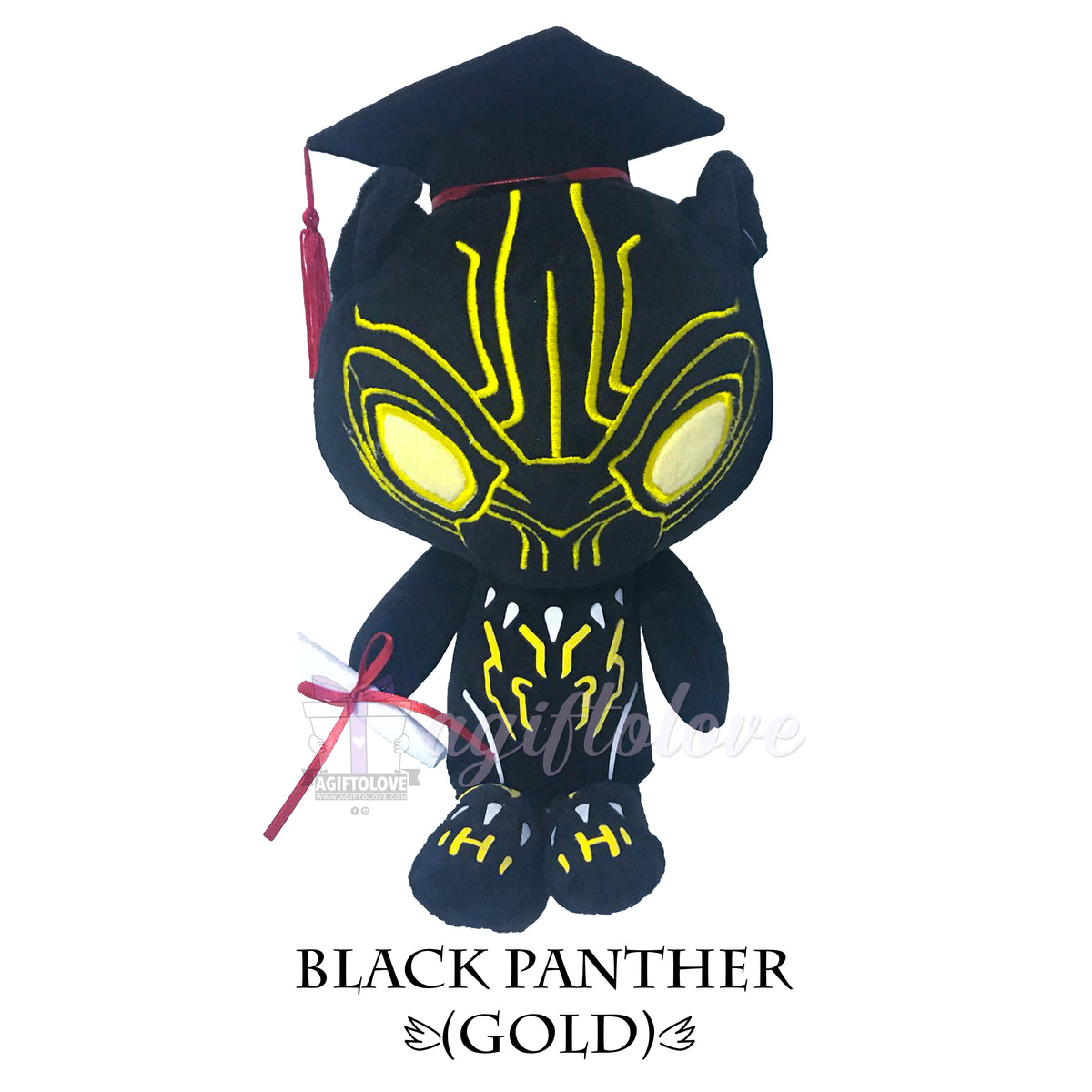 Black Panther (Gold) Graduation Plush