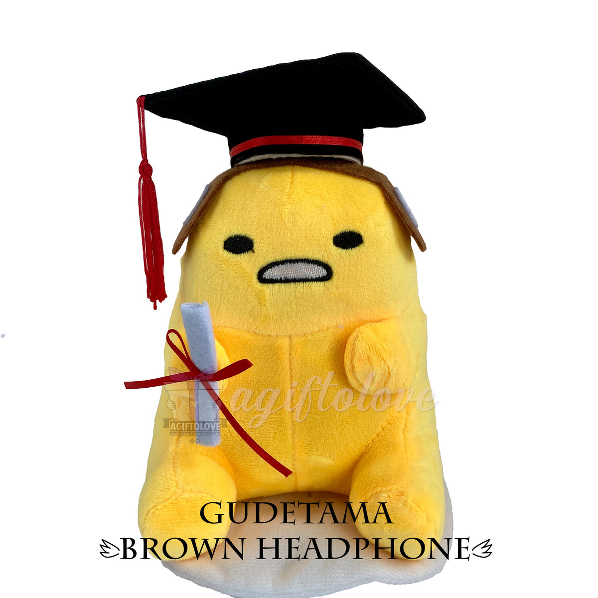 Sanrio - Gudetama (Brown Headphone) Graduation Plush