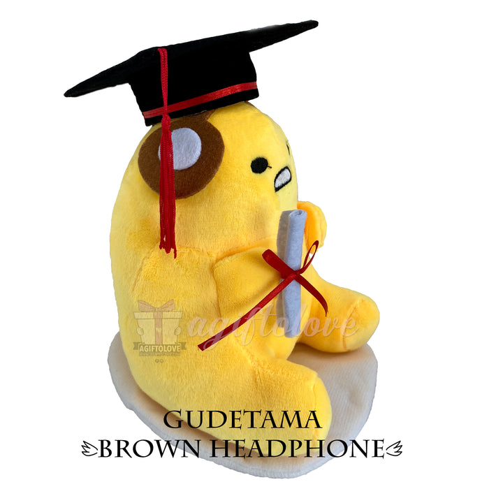 Sanrio - Gudetama (Brown Headphone) Graduation Plush